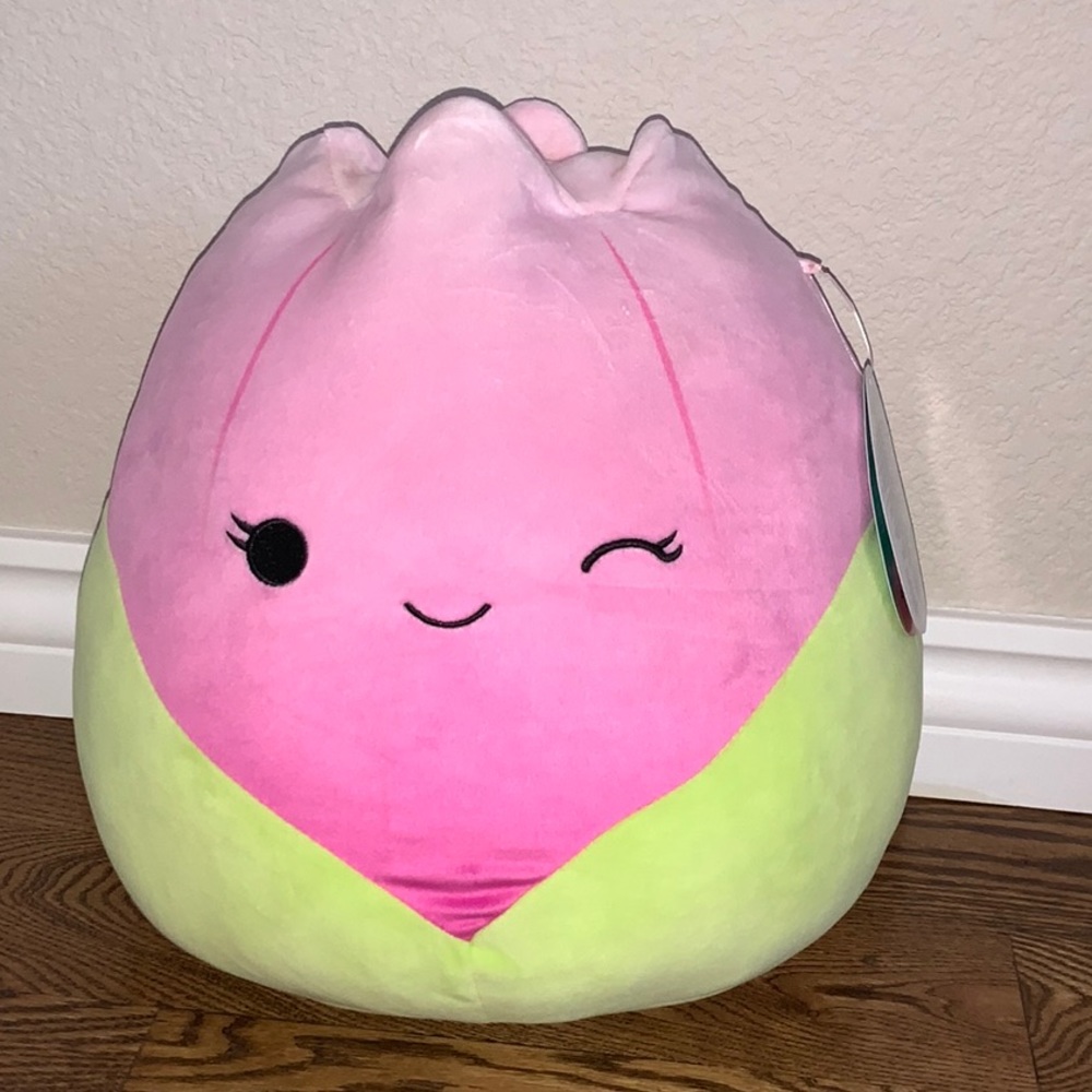 Squishmallows Bridgie The Pink and Green Tulip Flower 12” NWT